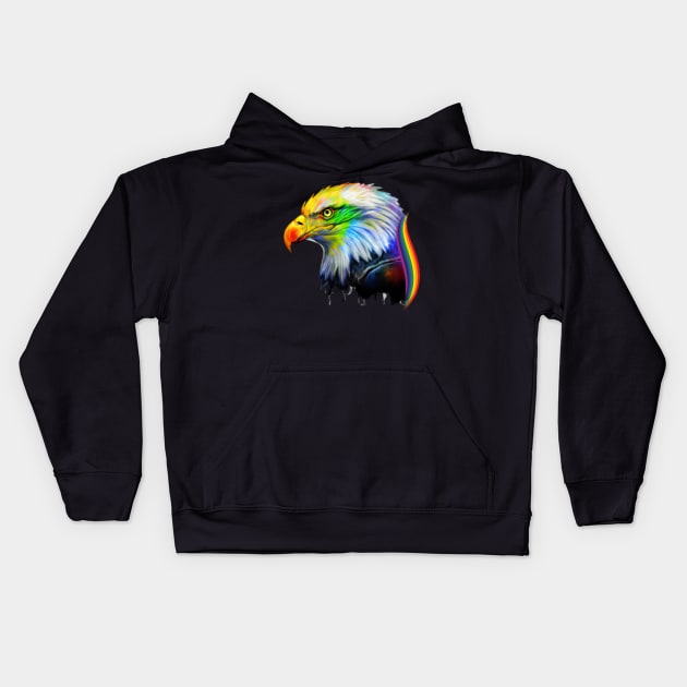 Eagle Rainbow Head Kids Hoodie by Shadowbyte91